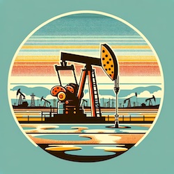 oil field with pump jack / nodding donkey