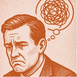 man experiencing negative thoughts