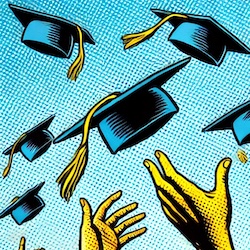 throwing mortarboards