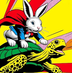 the hare riding the tortoise to win the long game