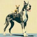 two dogs, one large, one small