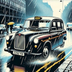 driving a taxi on a rainy day
