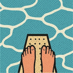 feet on diving board